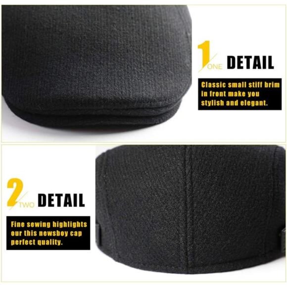 Sumolux Mens Newsboy Cap Winter Beret Hat Cabbie Flat Cap - Picture 6 of 8